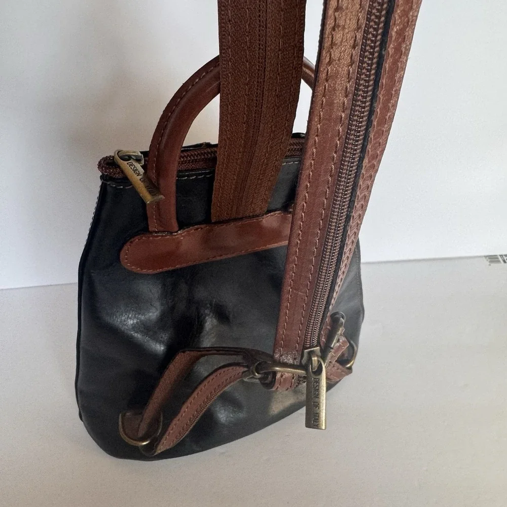 Italian Genuine Leather Top Handle Backpack Purse Brown Shoulder Bag Handbag